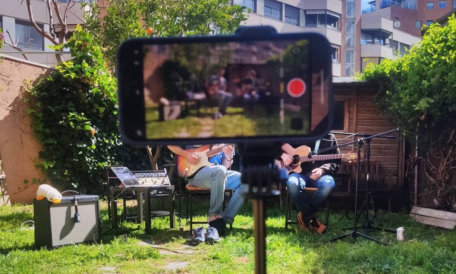 Outdoor garden recording session