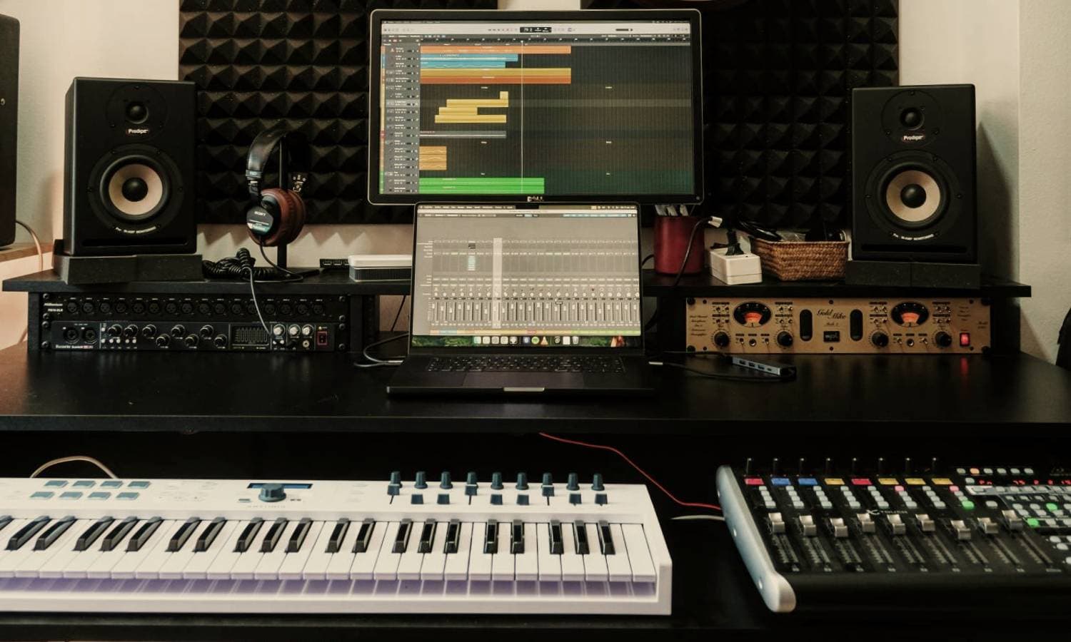 Tuba Sessions studio with monitors, DAW and outboard gear